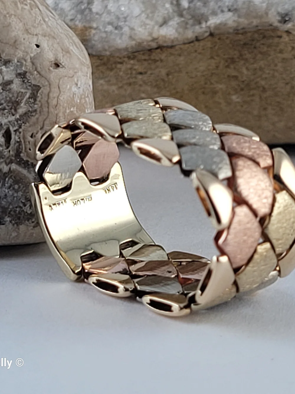 14K Tri-Color Gold Satin Flexible Cigar Band Ring Size 9 – Made in Italy! 👌🎁